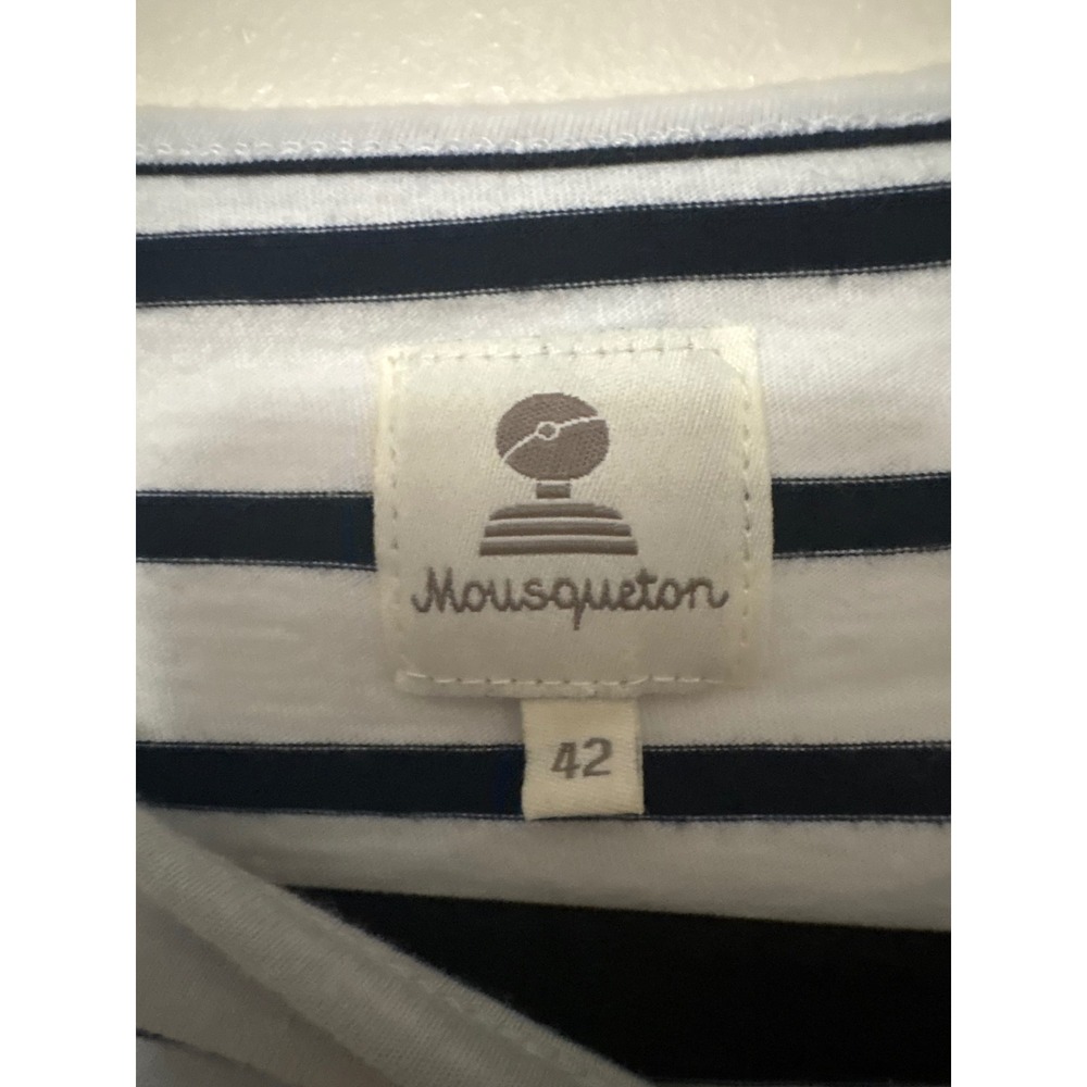 Mousqueton French Breton Stripe 100% Cotton 3/4 Sleeve Top Navy White 42 / Large - Picture 2 of 5
